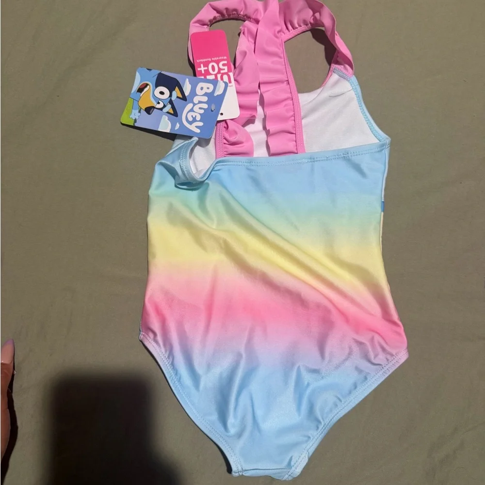 Bluey Girls Blue & Pink Ombre One-Piece Swimsuit